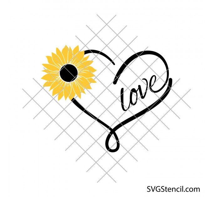 Sunflower faith hope love svg |Sunflower heart svg