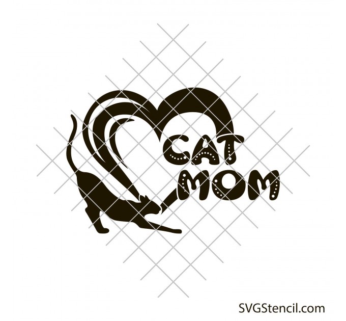 Cat mom svg | Cat with heart svg