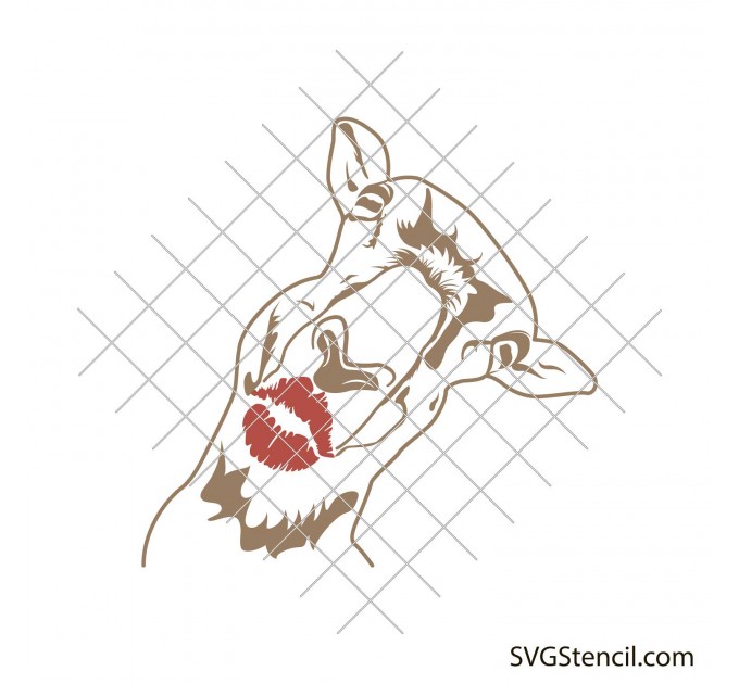 Llama with red kissing lips svg