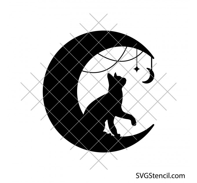 Cat and moon svg | Celestial cat svg