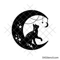 Cat and moon svg | Celestial cat svg