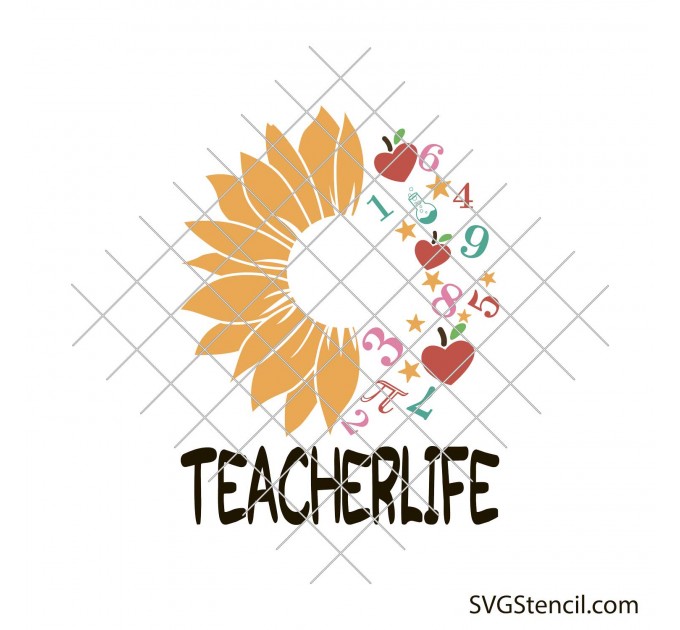 Sunflower teacher svg | Teacher life svg
