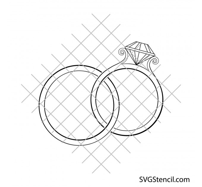 Interlocking wedding rings svg | Diamond ring svg
