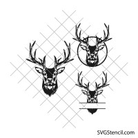 Reindeer face svg | Deer monogram svg