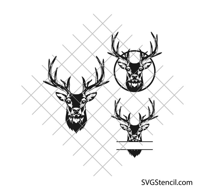 Reindeer face svg | Deer monogram svg