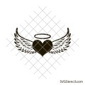 Heart with angel wings svg | Memorial wings svg