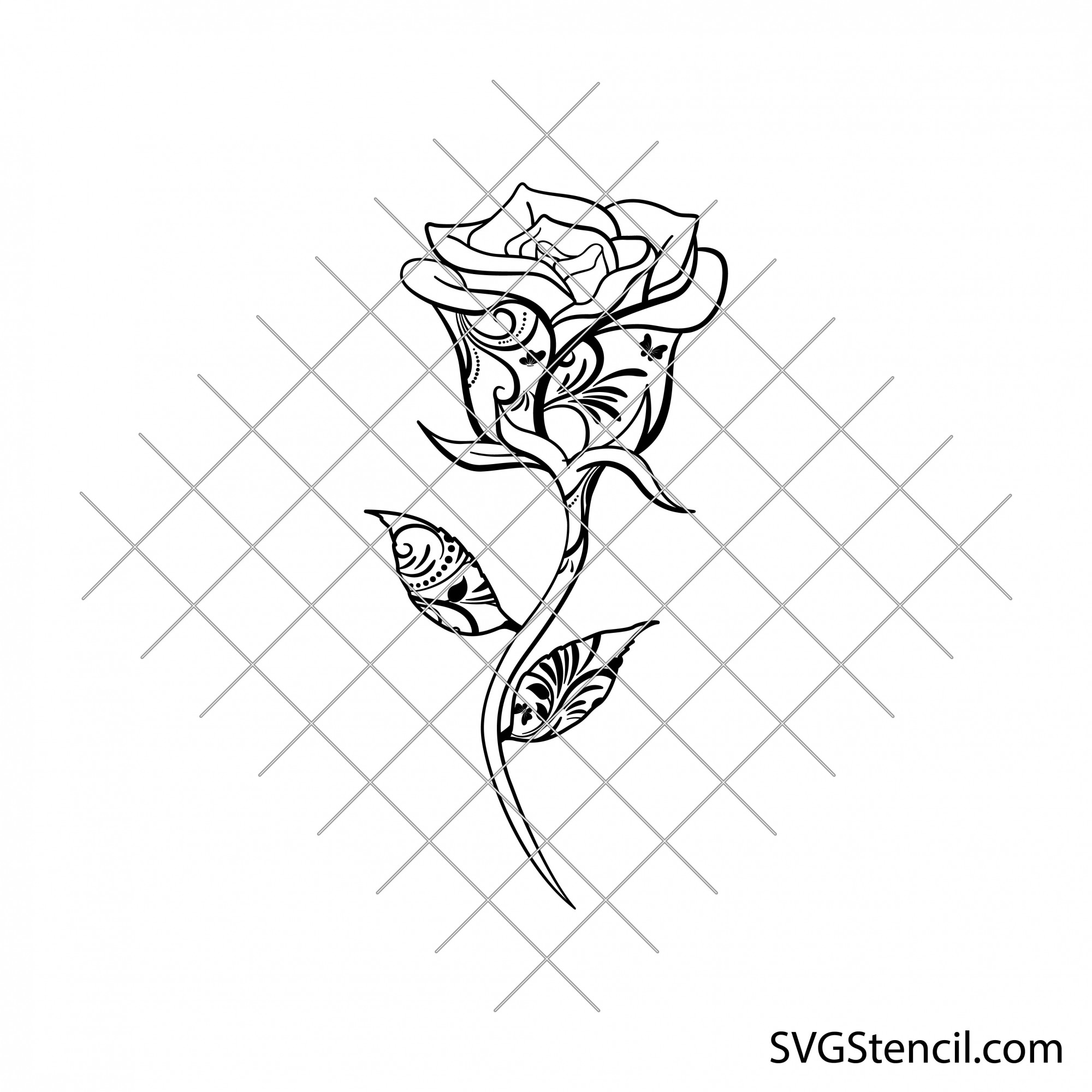 Flower stem svg | Cricut flower svg | Enchanted rose svg - SVGStencil