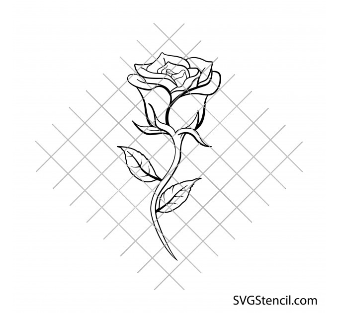 Rose with stem svg | Rose mandala svg