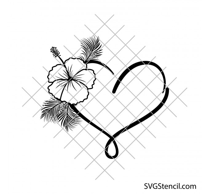 Hibiscus with heart svg | Layered design