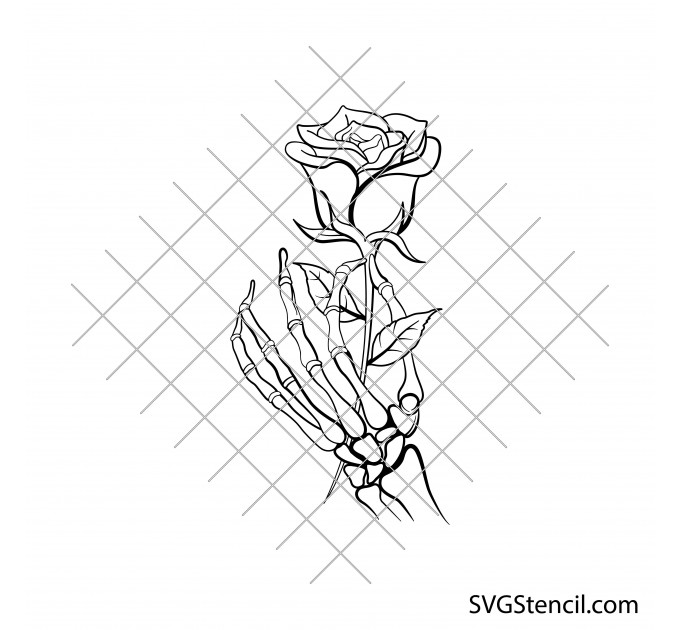 Hands holding rose svg | Rose with stem svg
