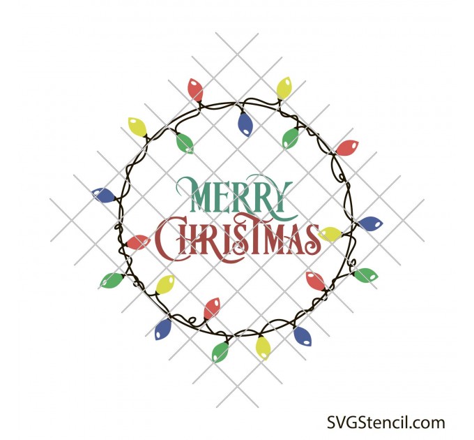 Christmas lights wreath svg | Merry and light svg