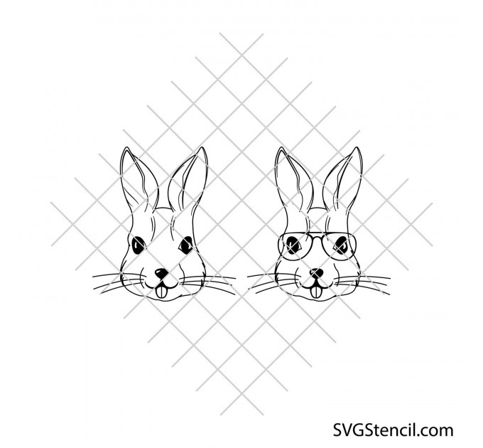 Bunny face with glasses svg