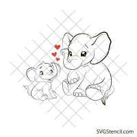 Momma and baby elephant svg | Elephant family svg