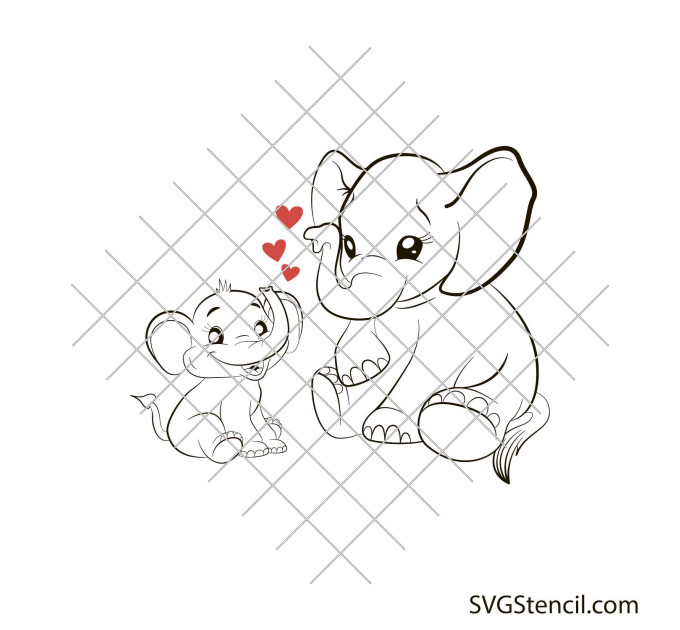 Momma and baby elephant svg | Elephant family svg