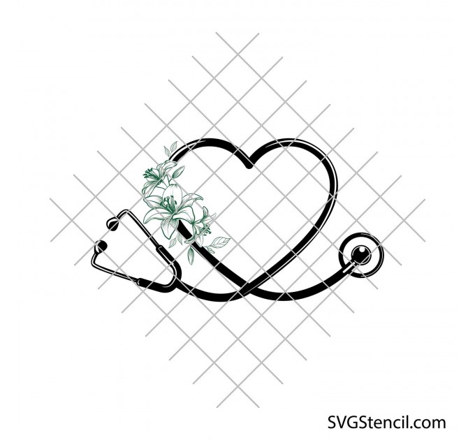 Floral nurse stethoscope svg | Nurse life svg