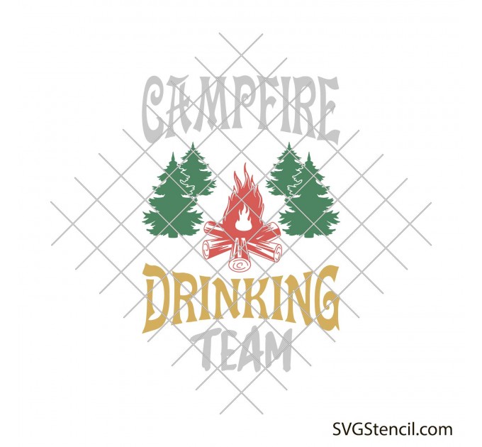 Campfire drinking team svg | Camping quotes svg